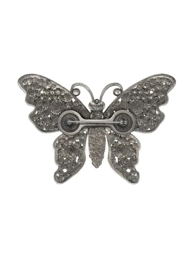 Shop Gucci Crystal Studded Butterfly Brooch In 8162 Crystal