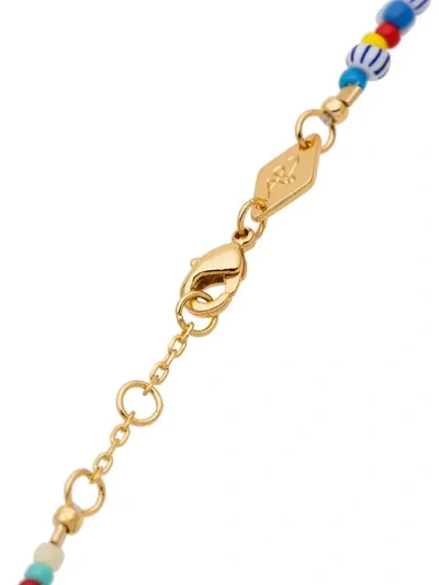 Shop Anni Lu Beaded Pearl Pendant Bracelet In Gold