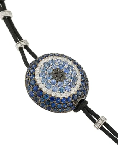 Shop Pippo Perez 18kt White Gold, Diamond And Sapphire Evil Eye Charm Bracelet In Black