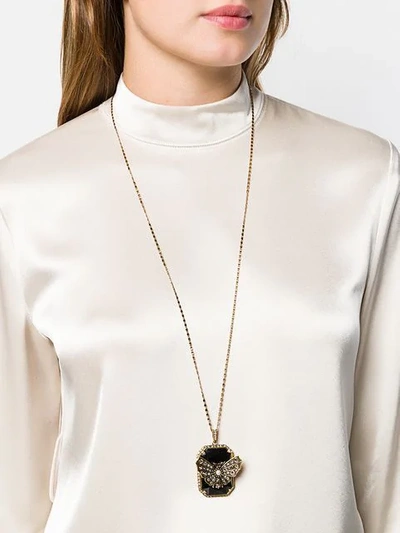 Shop Alexander Mcqueen Butterfly Pendant Necklace In Gold