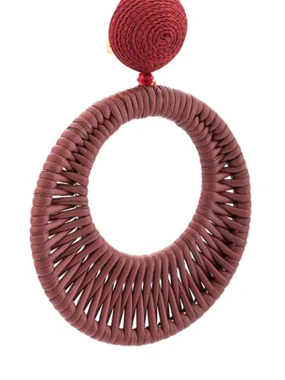 Shop Oscar De La Renta Woven Effect Earrings In Red