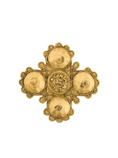 Pre-owned Chanel Collectable Lion Cross Brooch In Metallic