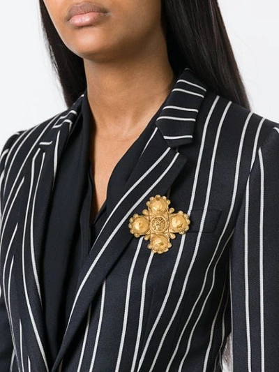 Pre-owned Chanel Collectable Lion Cross Brooch In Metallic