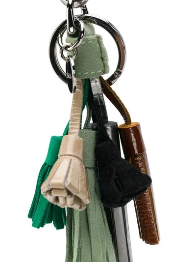 Shop Prada Leather Tassel Keyring - Green