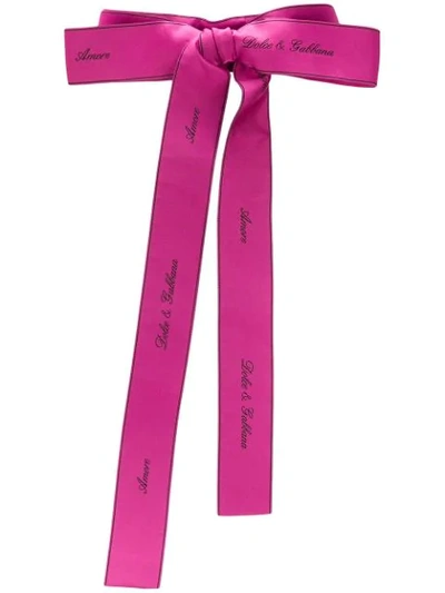 Shop Dolce & Gabbana Amore Bow Belt - Pink