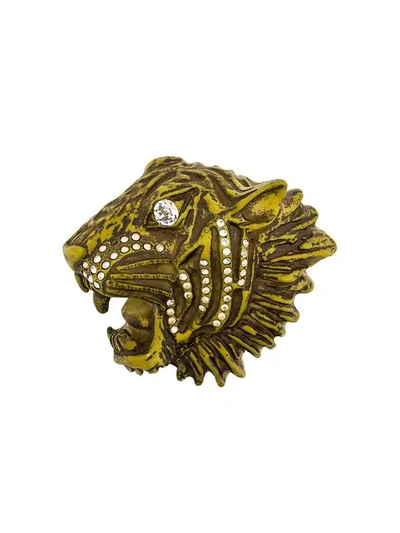 Shop Gucci Rajah Brooch In Yellow