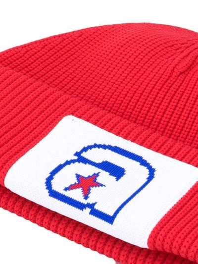 Shop Alexander Wang Ribbed Logo Beanie In Red