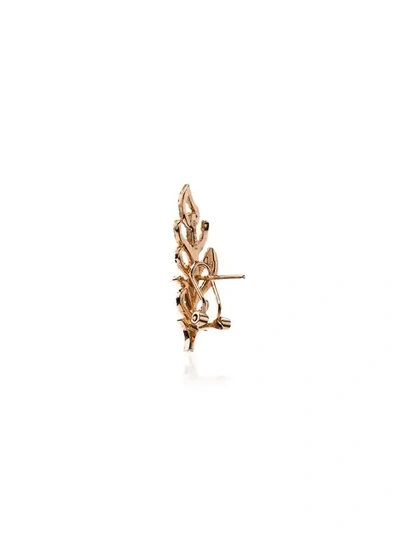 Shop Rosa De La Cruz Leaf Earrings In Rose Gold