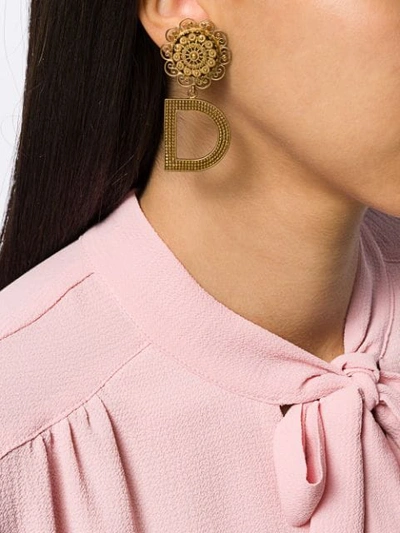 Shop Dolce & Gabbana Embellished Logo Earrings In Gold