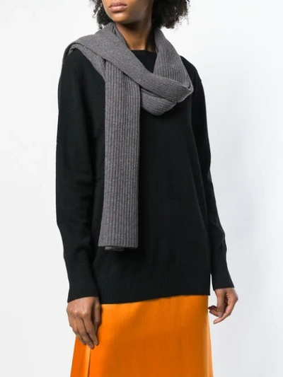 Shop Cashmere In Love Bondi Ribbed Scarf In Grey