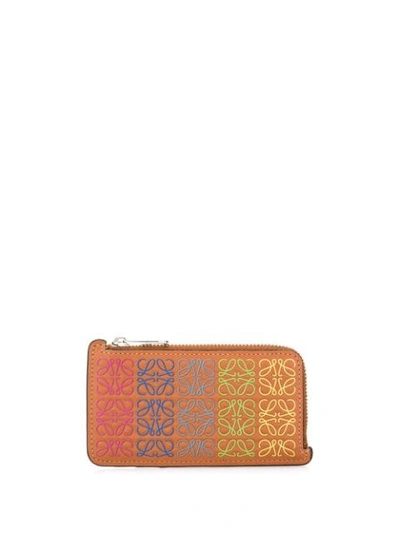 LOEWE EMBOSSED LOGO WALLET - 棕色