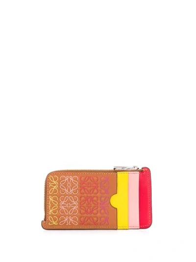 Shop Loewe Embossed Logo Wallet In 2904 Tan Multicolor