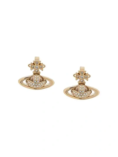 Shop Vivienne Westwood Rhinestone Embellished Earrings In Gold