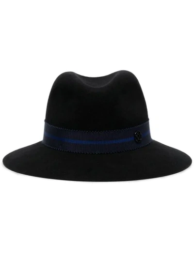 Shop Maison Michel Ribbon Detail Wool Fedora Hat In Black