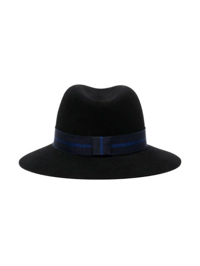 Shop Maison Michel Ribbon Detail Wool Fedora Hat In Black