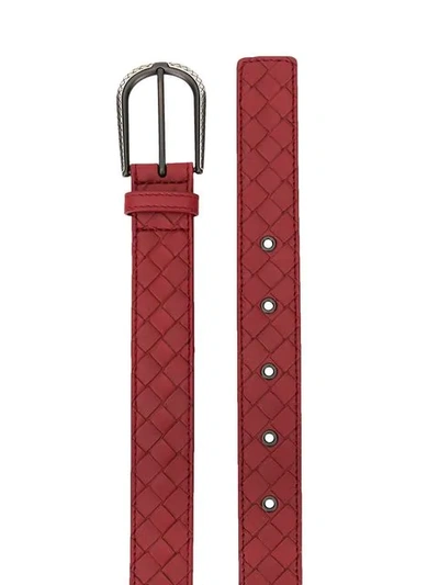 Shop Bottega Veneta Intrecciato Belt In Red