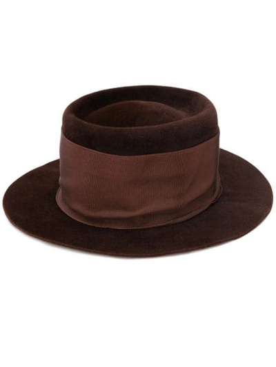 Pre-owned Valentino Garavani Felted Fedora Hat In Brown