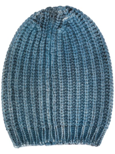 Shop Avant Toi Ribbed Knit Beanie Hat - Blue