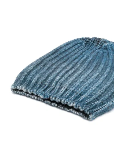 Shop Avant Toi Ribbed Knit Beanie Hat - Blue