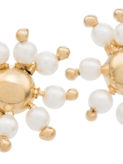 Shop Rosantica Daisy Stud Pearl Earrings In Gold