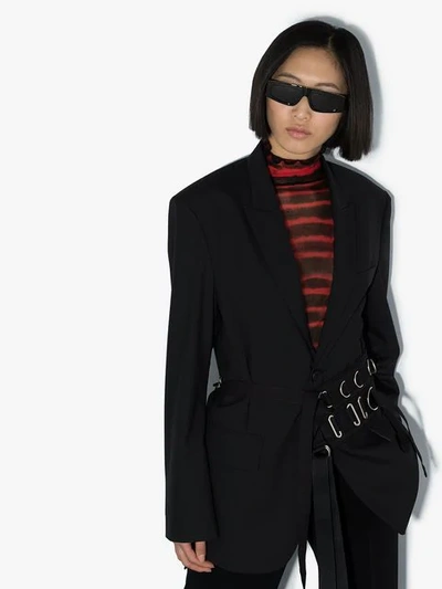 Shop Dior Black Embellished Flat Bridged Sunglasses