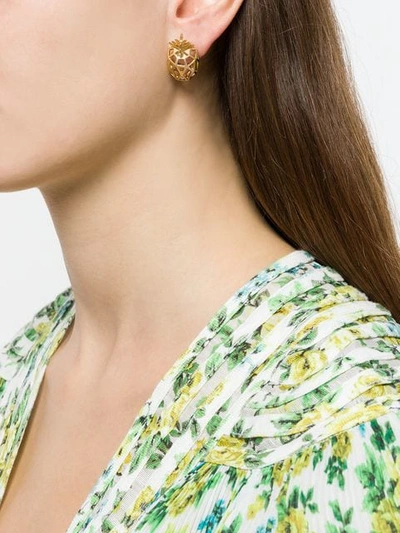 Shop Natasha Zinko Small Pineapple Earring In Metallic