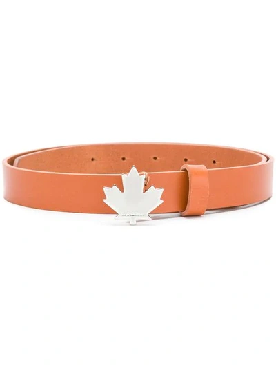 Shop Dsquared2 Maple Leaf Buckle Belt In Brown