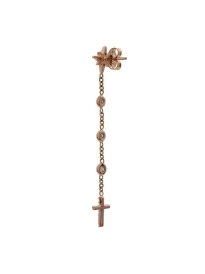 Shop Jacquie Aiche Diamond And 14k Gold Star And Cross Chain Earring