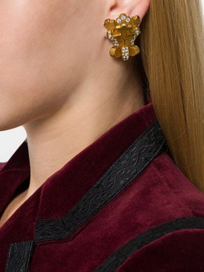 Shop Dior Christian  Vintage 90's Sculptural Earrings - Metallic