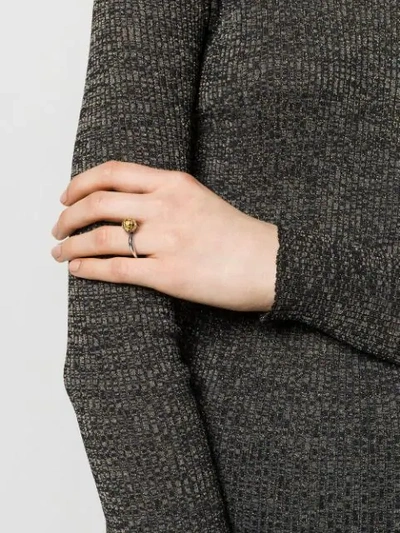 Shop Bottega Veneta Intrecciato Weave Engraved Ring In Metallic