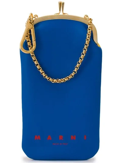 Shop Marni Logo Clasp Phone Case In Blue