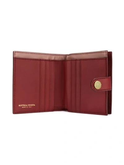 Shop Bottega Veneta Mini French Wallet In Intrecciato In Red