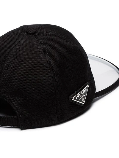 Shop Prada Pvc Brim Logo Cap In Black