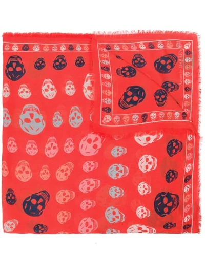 Shop Alexander Mcqueen Skull Print Scarf - Red