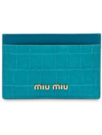 Shop Miu Miu 'madras' Kartenetui In Blue