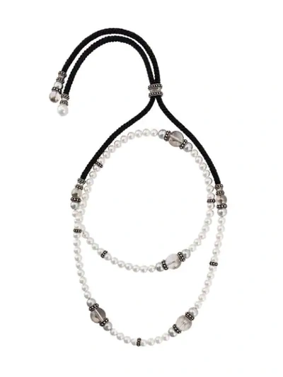 Shop Lanvin Long Pearls Necklace In White