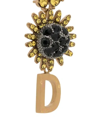Shop Dolce & Gabbana Crystal-embellished Logo Pendant Earrings In Gold
