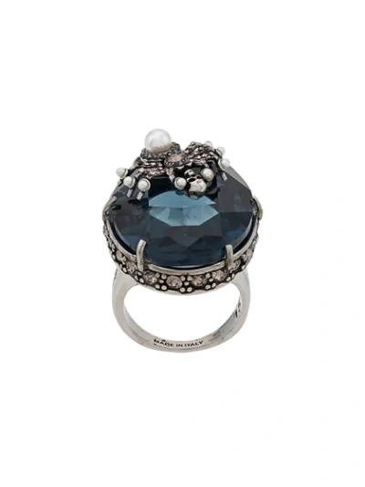 Shop Alexander Mcqueen Spider Droplet Ring In 1137 Silver