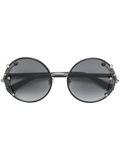 Shop Jimmy Choo Crystal-embellished Sunglasses In Black