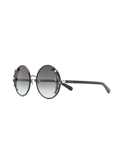 Shop Jimmy Choo Crystal-embellished Sunglasses In Black
