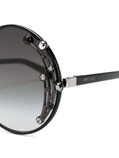 Shop Jimmy Choo Crystal-embellished Sunglasses In Black