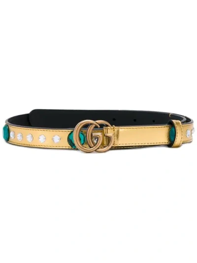 Shop Gucci Embellished Belt In Yellow