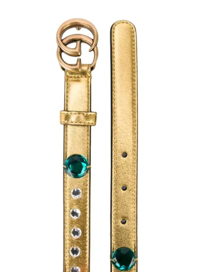 Shop Gucci Embellished Belt In Yellow