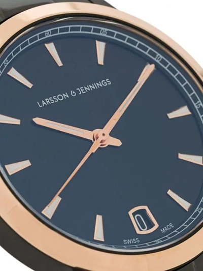 Shop Larsson & Jennings Velo 33mm 3link Watch In Rose Gold / Black