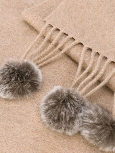Shop N•peal Fur Bobble Woven Scarf In Neutrals