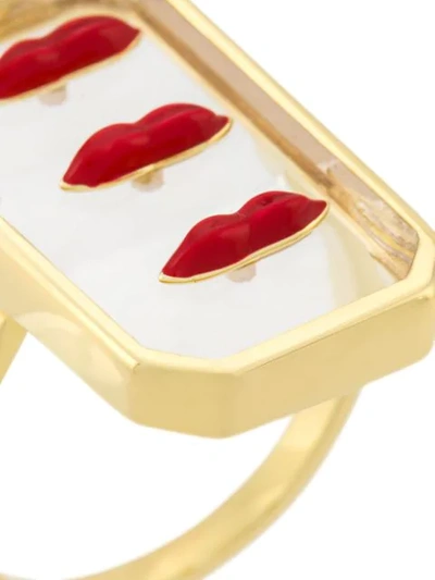 Shop Eshvi Enamelled Lips Ring In Gold