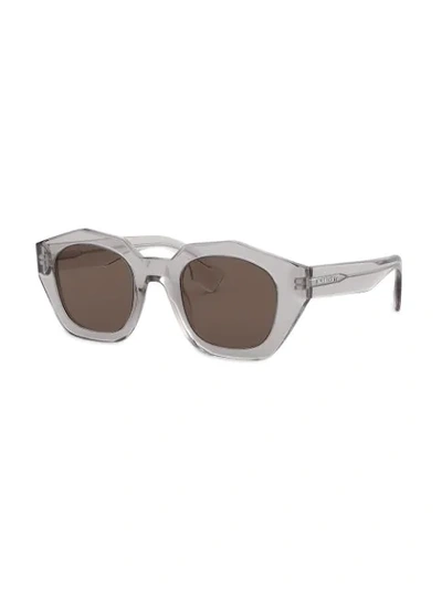 Shop Burberry Eyewear Geometric Frame Sunglasses In Grey