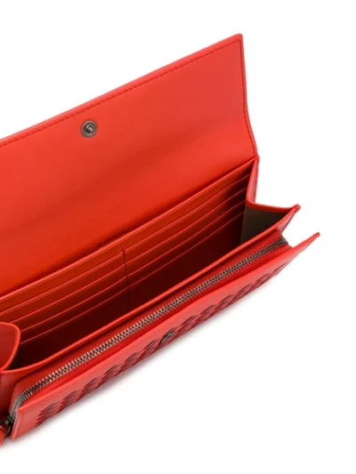 Shop Bottega Veneta Intrecciato Chequer Continental Wallet In Red