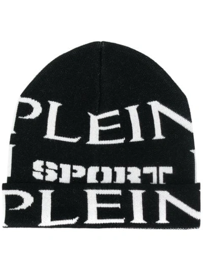 Shop Plein Sport Logo Embroidered Beanie Hat In Black