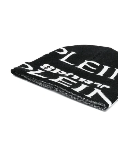 Shop Plein Sport Logo Embroidered Beanie Hat In Black